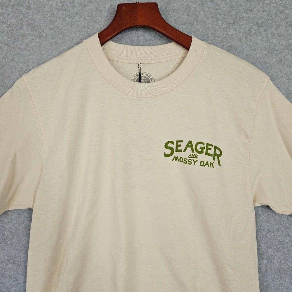 Seager x Mossy Oak Pack Out Tee Vintage White Mens Small Graphic T-Shirt New